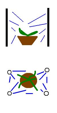 Схема обдува. Синие линии - потоки холодного воздуха, черные - воздуховоды.